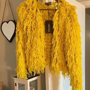 Pretty Little Things Yellow Shaggy Sweater